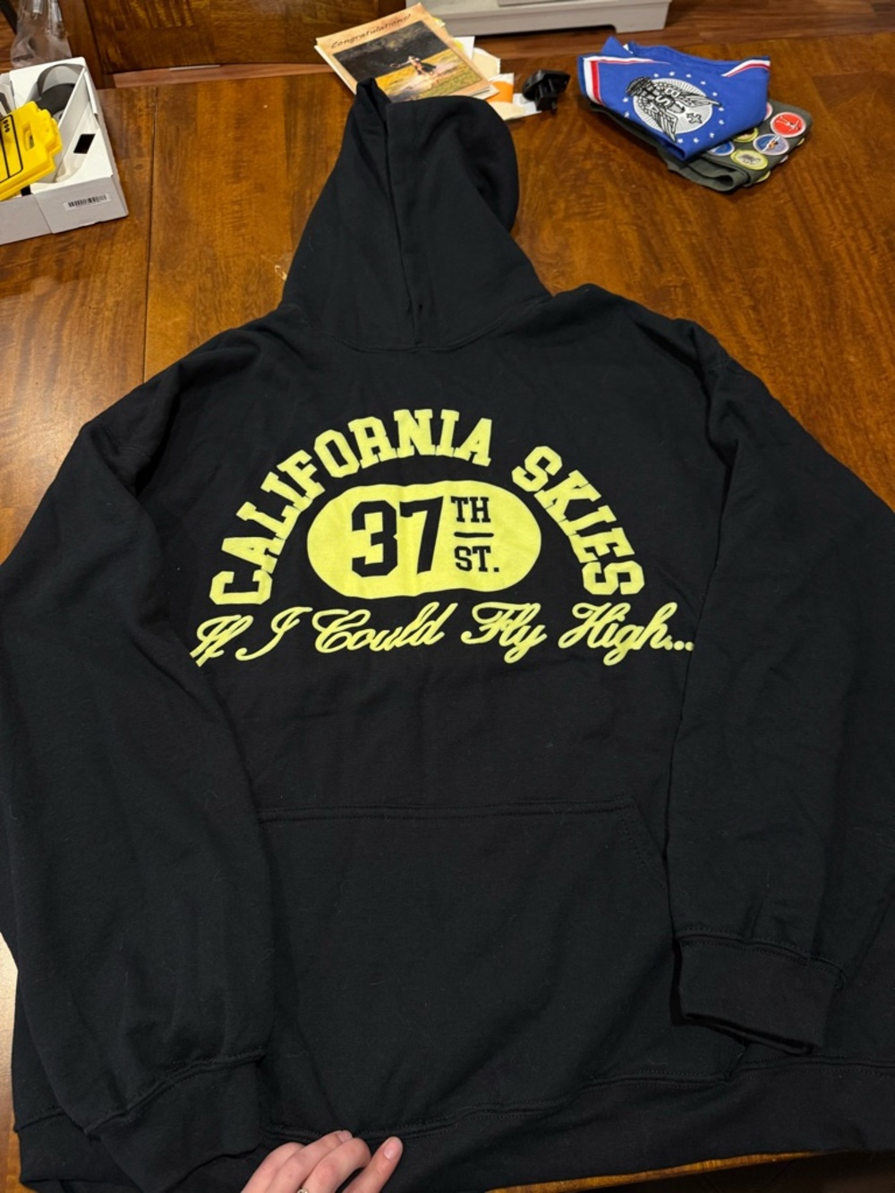 Brock Hampton men’s Black Hoodie with Yellow California Skies Graphic
